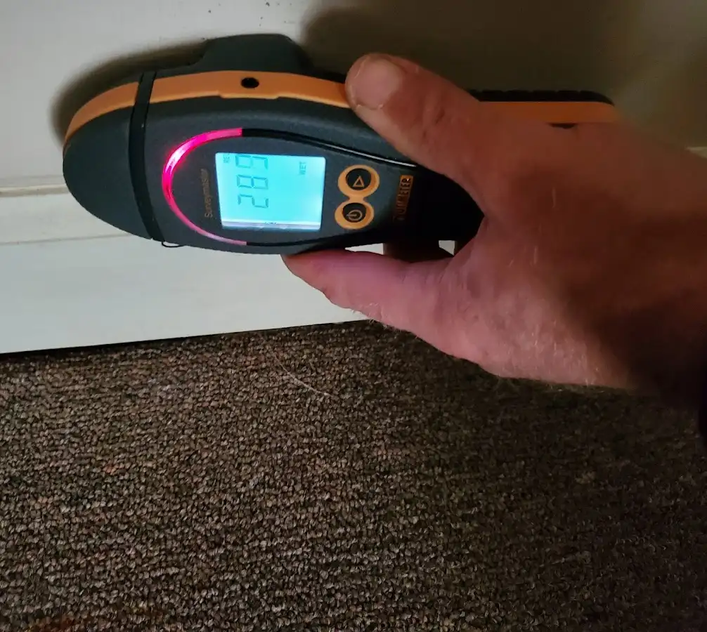 Moisture detection at baseboard during Sewage Cleanup & Sanitation in Satellite Beach